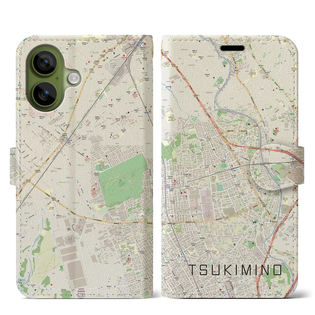 【つきみ野(神奈川県)】地図柄iPhoneケース(手帳タイプ)