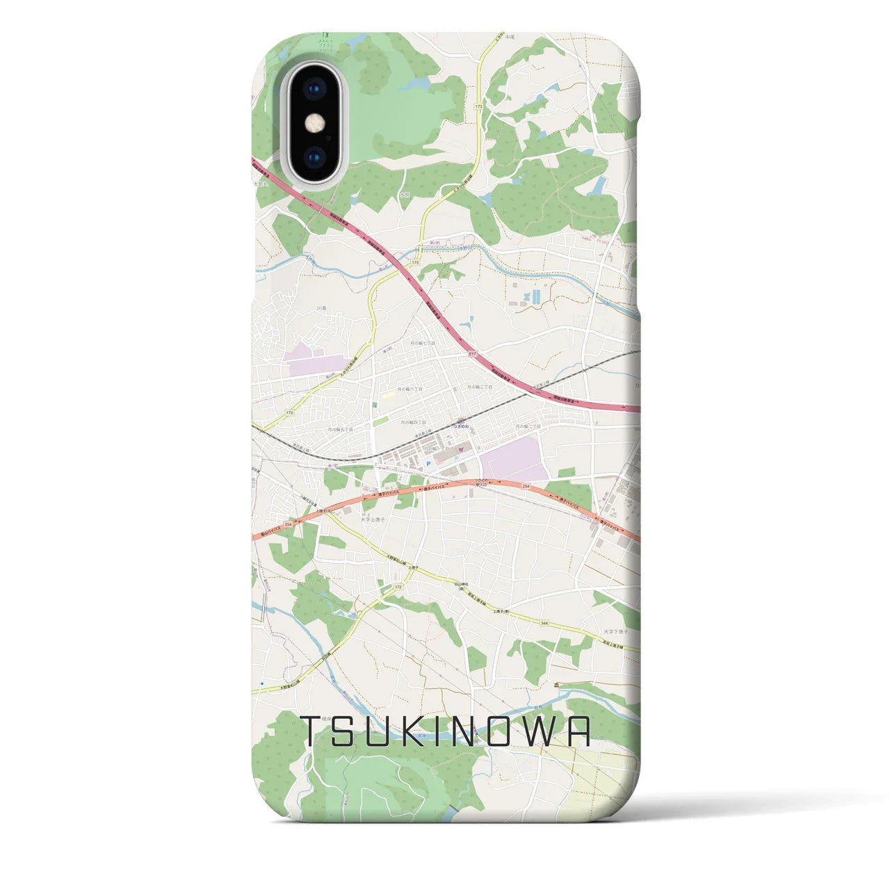【つきのわ(埼玉県)】地図柄iPhoneケース(バックカバータイプ)