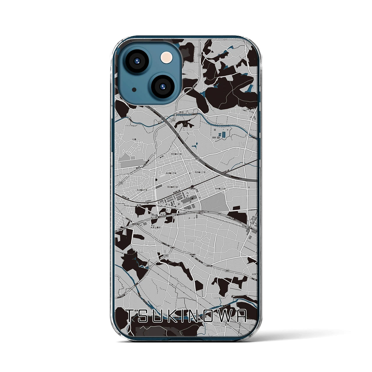 【つきのわ(埼玉県)】地図柄iPhoneケース(クリアタイプ)