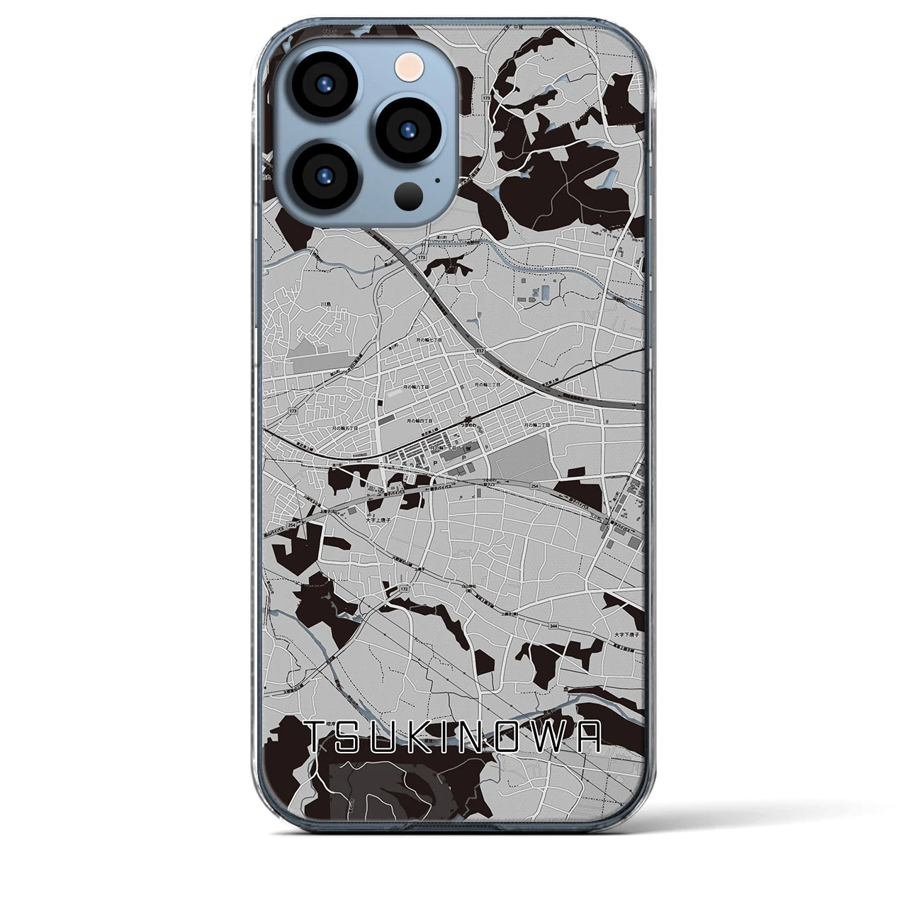 【つきのわ(埼玉県)】地図柄iPhoneケース(クリアタイプ)