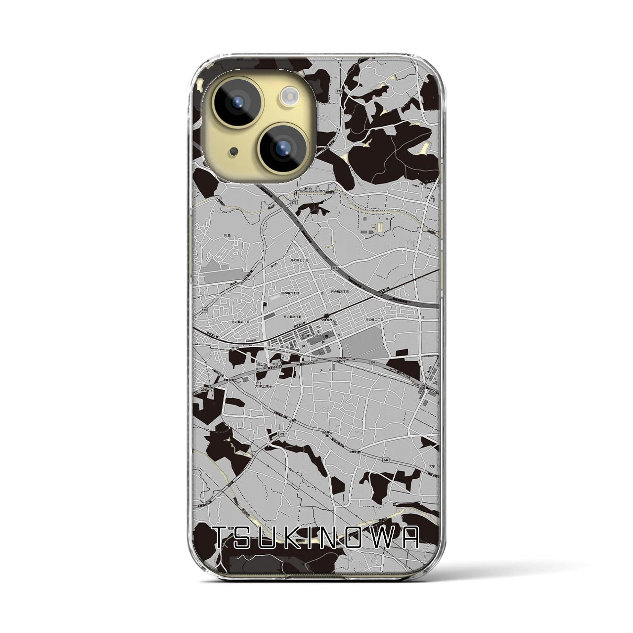 【つきのわ(埼玉県)】地図柄iPhoneケース(クリアタイプ)