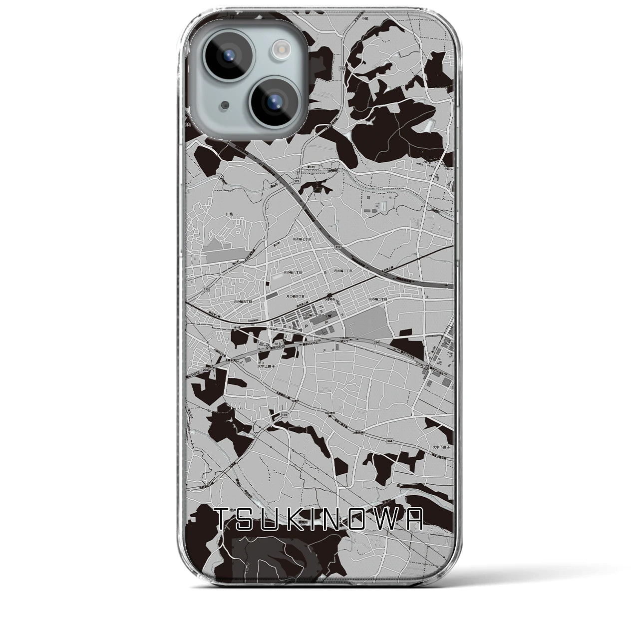 【つきのわ(埼玉県)】地図柄iPhoneケース(クリアタイプ)