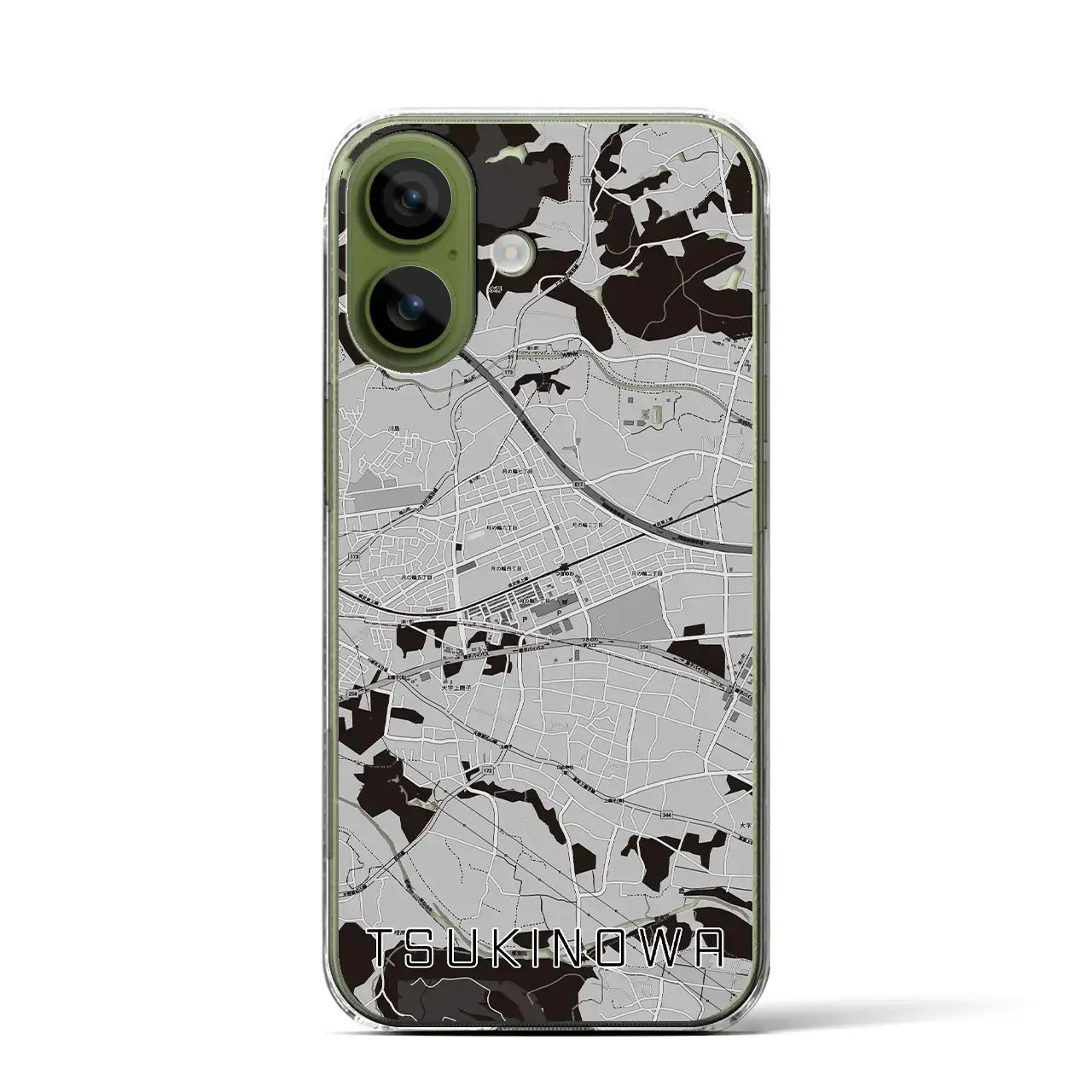 【つきのわ(埼玉県)】地図柄iPhoneケース(クリアタイプ)モノトーン・iPhone 17 Pro Max 用