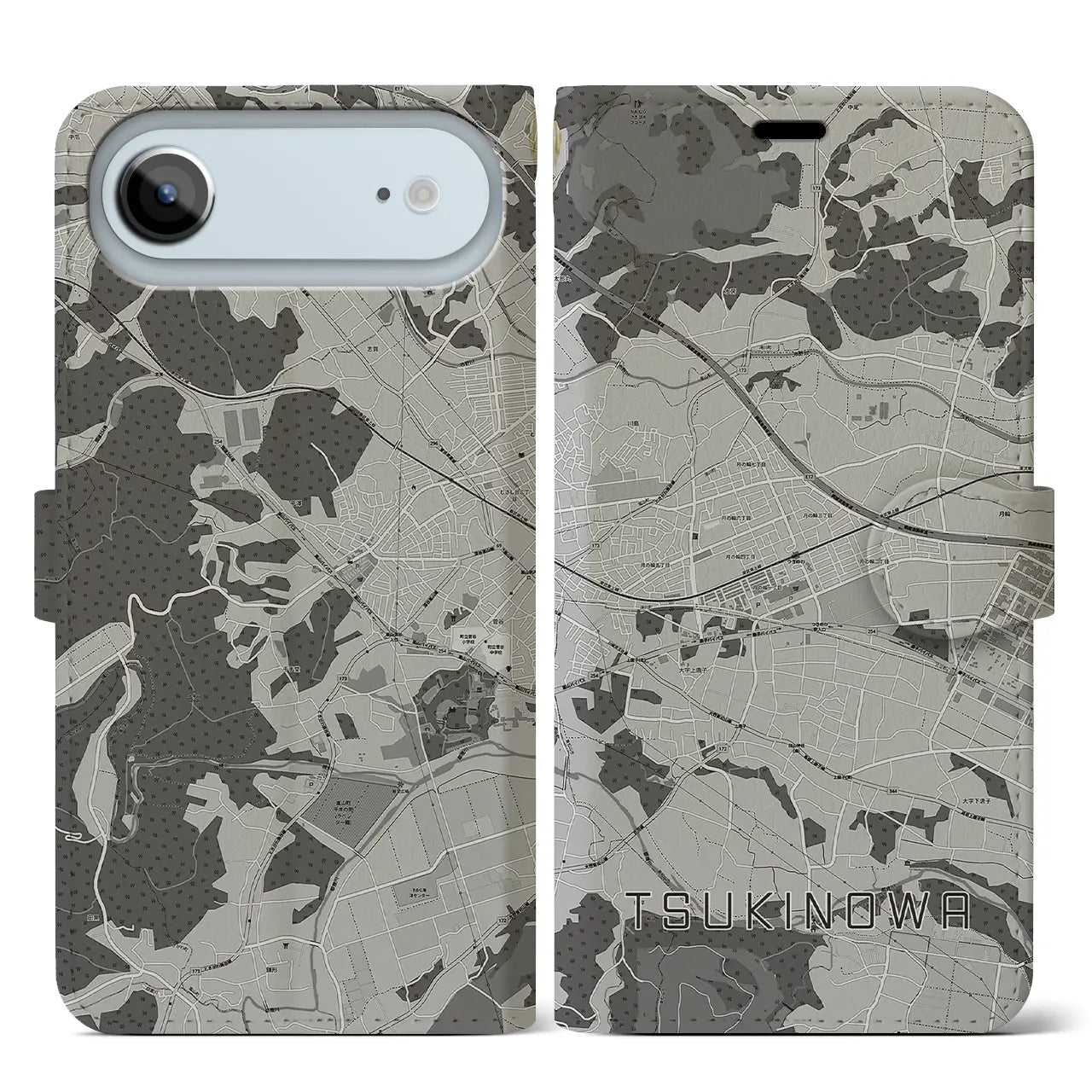 【つきのわ(埼玉県)】地図柄iPhoneケース(手帳タイプ)