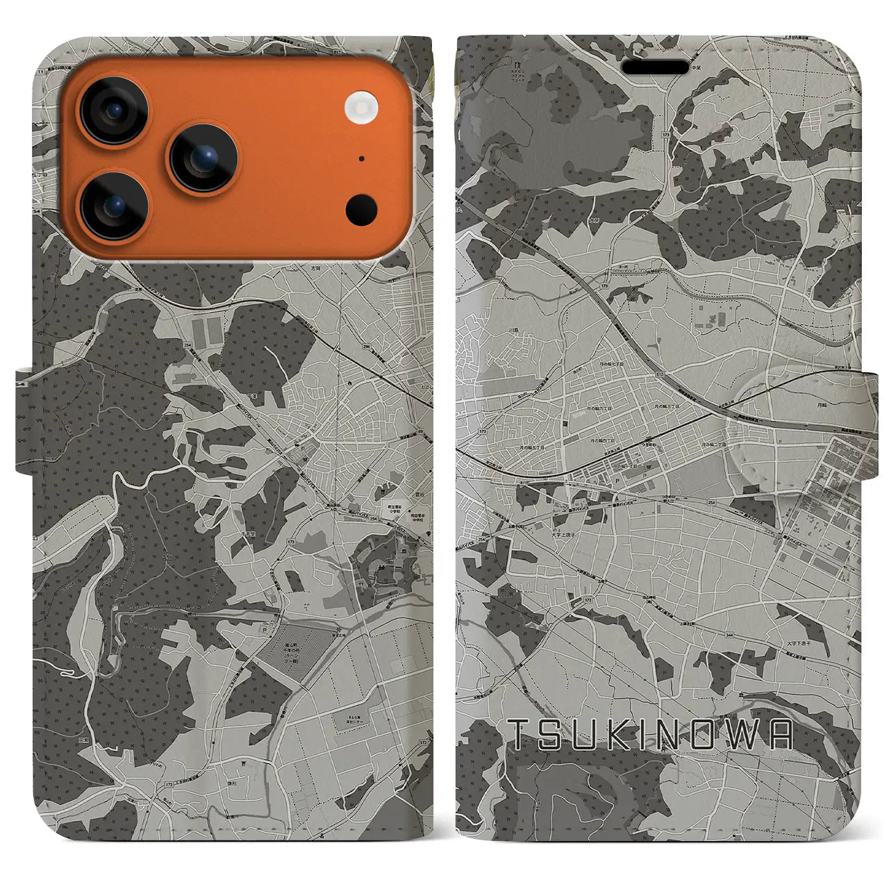 【つきのわ(埼玉県)】地図柄iPhoneケース(手帳タイプ)