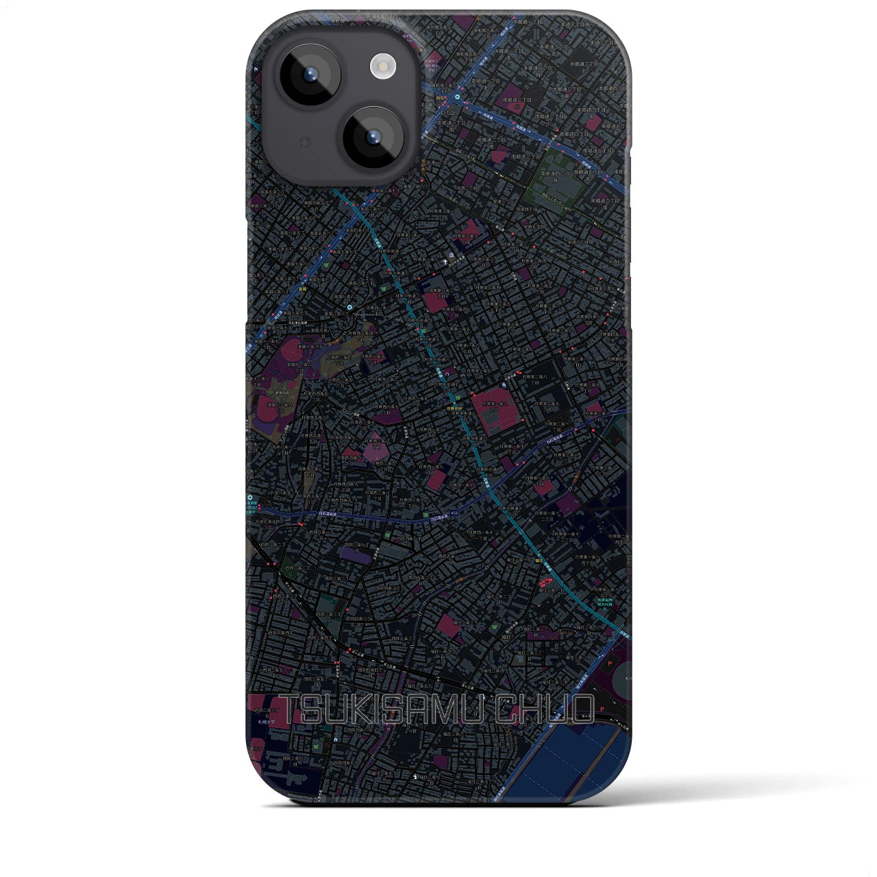 【月寒中央(北海道)】地図柄iPhoneケース(バックカバータイプ)