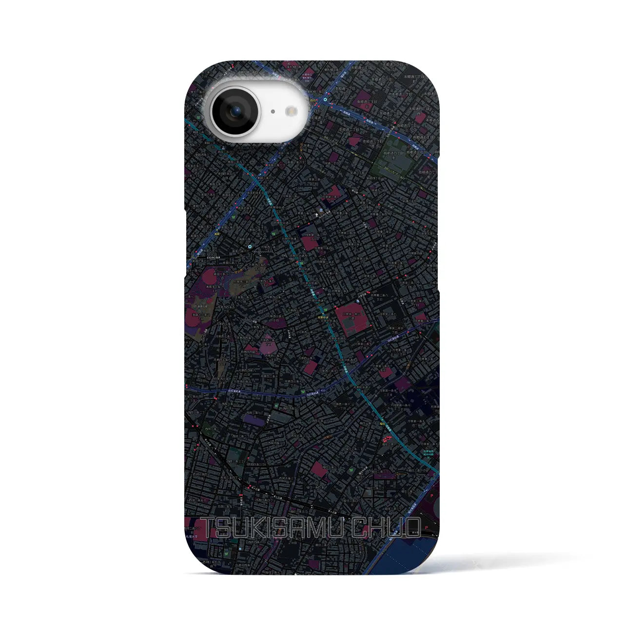 【月寒中央(北海道)】地図柄iPhoneケース(バックカバータイプ)