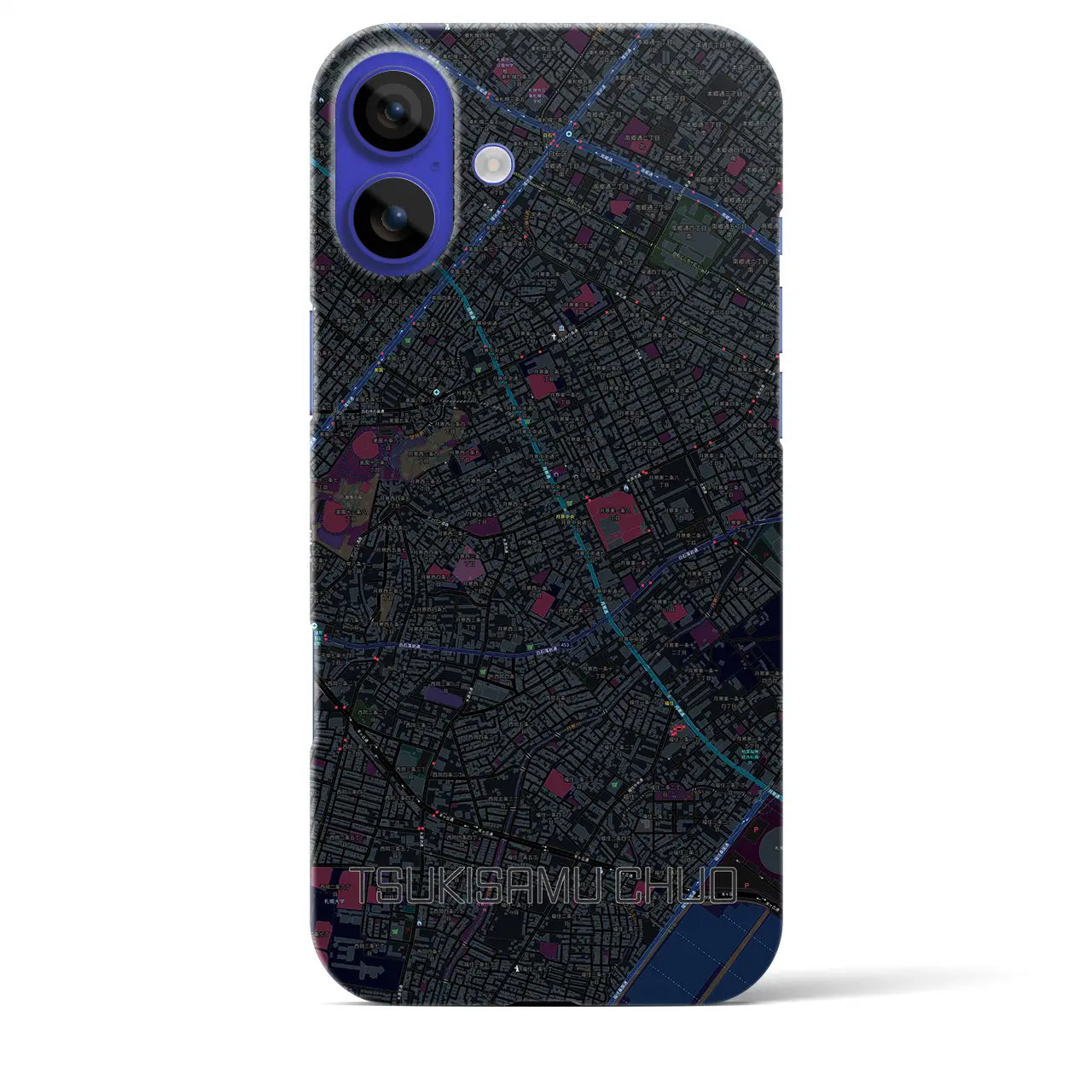 【月寒中央(北海道)】地図柄iPhoneケース(バックカバータイプ)