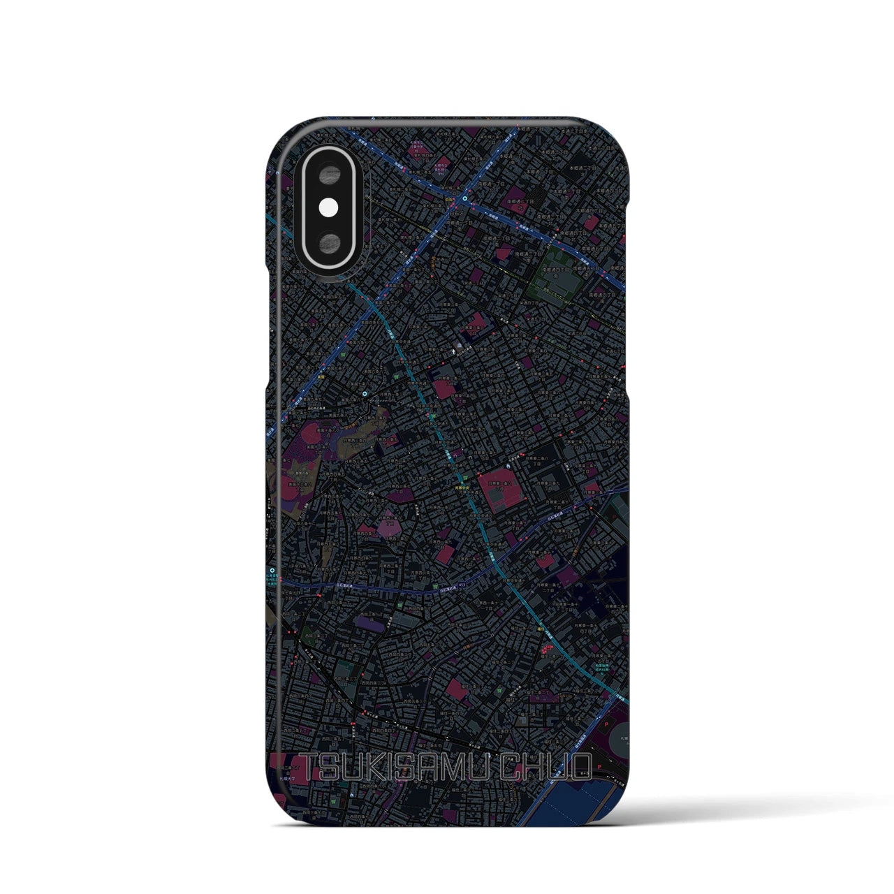 【月寒中央(北海道)】地図柄iPhoneケース(バックカバータイプ)