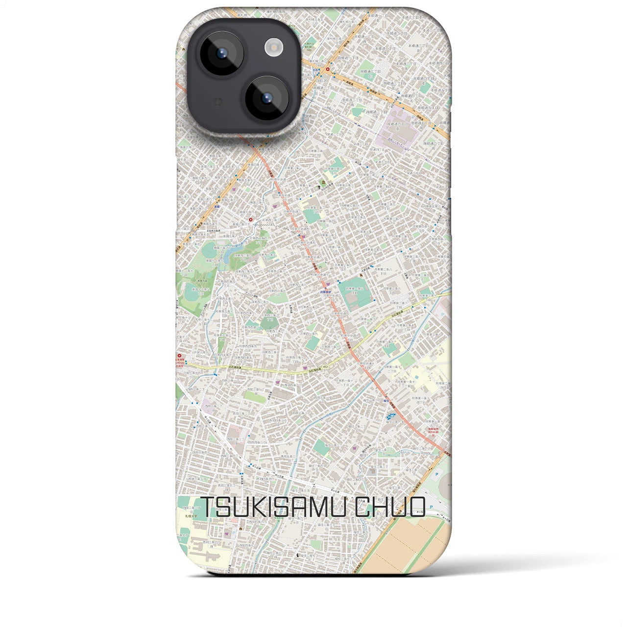 【月寒中央(北海道)】地図柄iPhoneケース(バックカバータイプ)