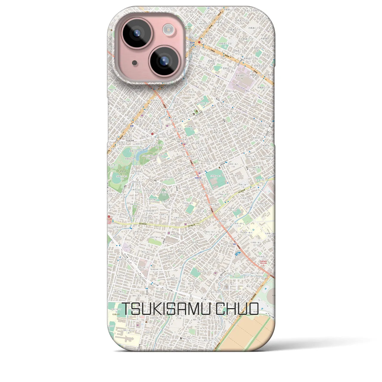 【月寒中央(北海道)】地図柄iPhoneケース(バックカバータイプ)