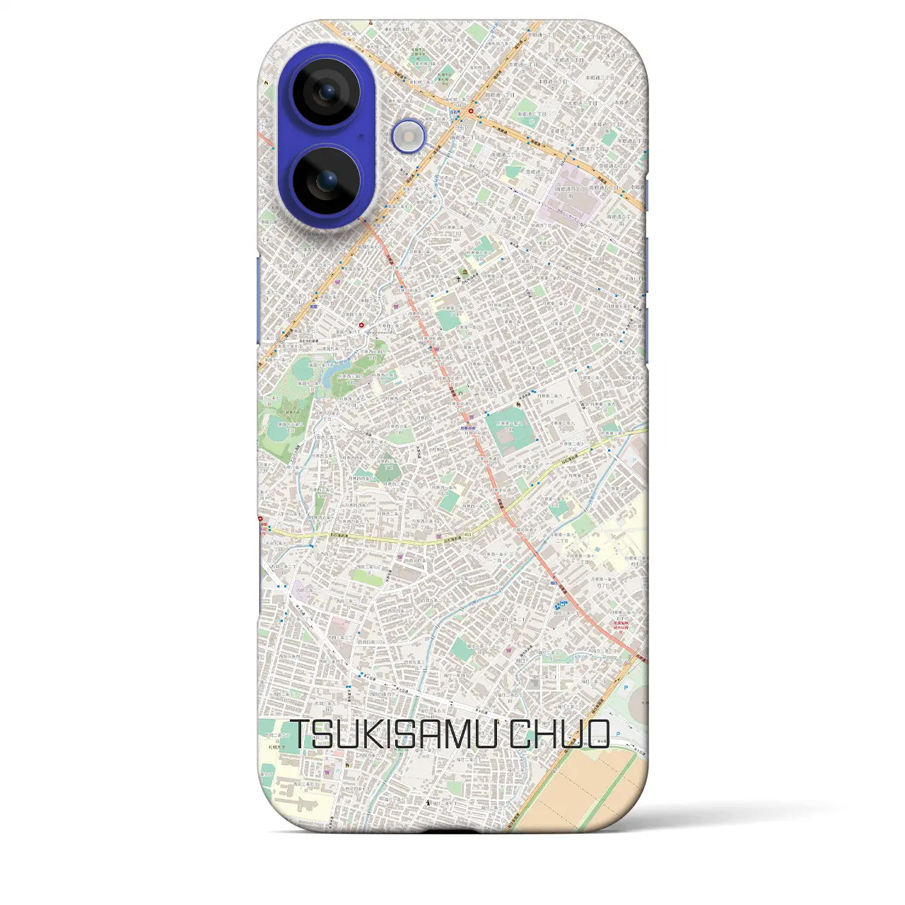 【月寒中央(北海道)】地図柄iPhoneケース(バックカバータイプ)