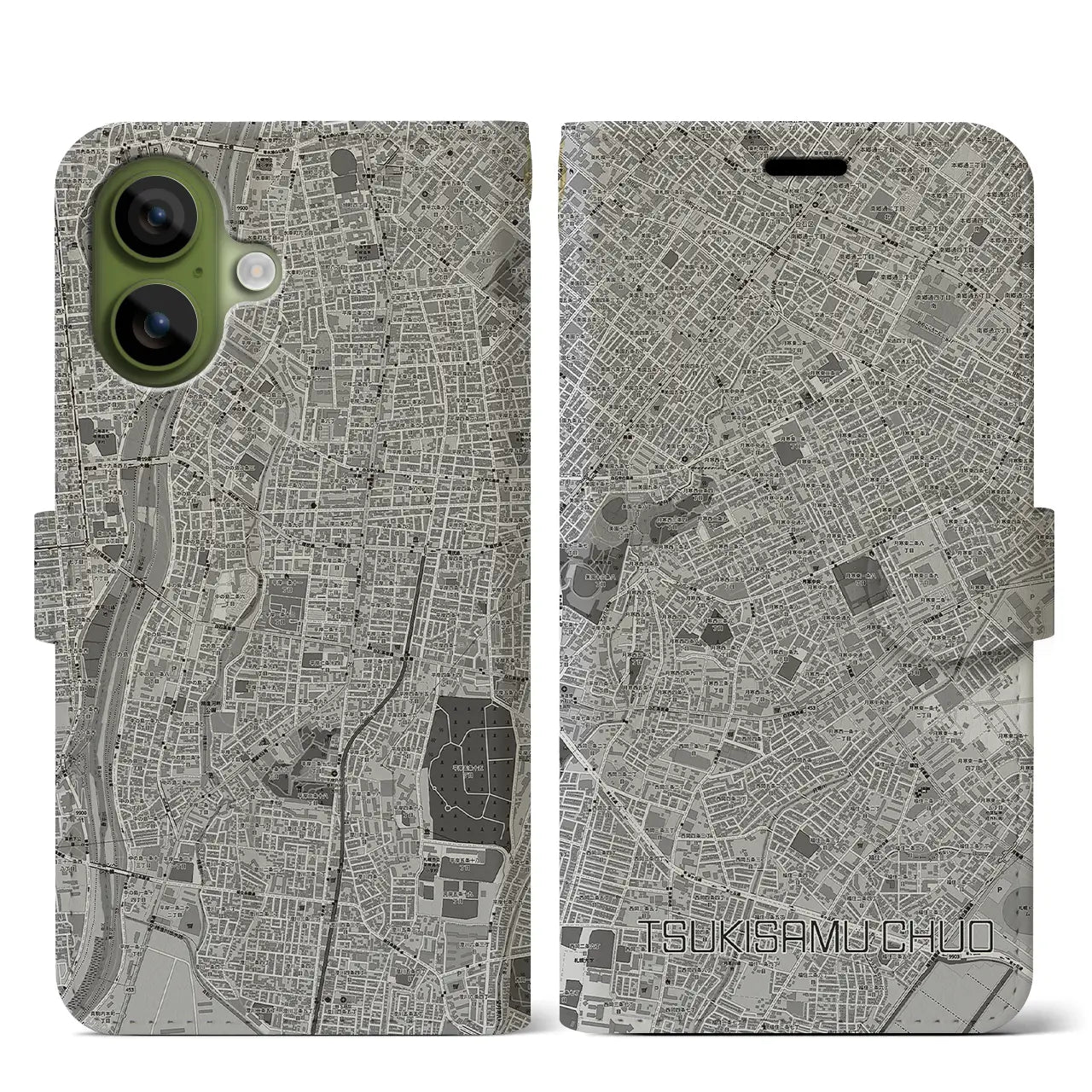 【月寒中央(北海道)】地図柄iPhoneケース(手帳タイプ)