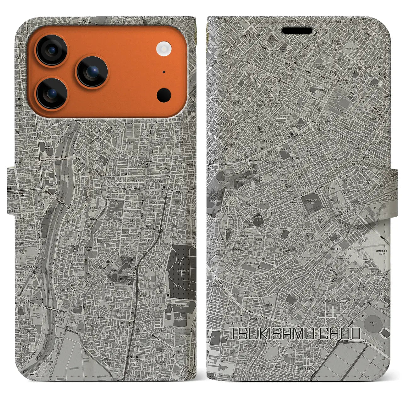 【月寒中央(北海道)】地図柄iPhoneケース(手帳タイプ)