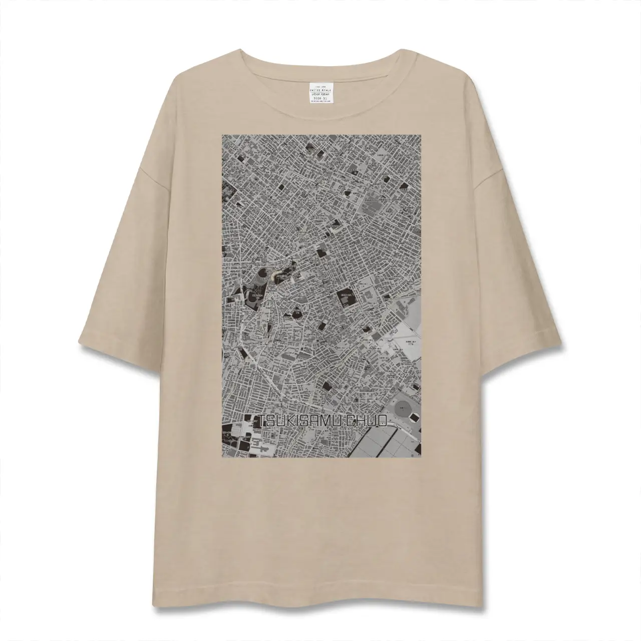 【月寒中央(北海道)】地図柄ビッグシルエットTシャツ