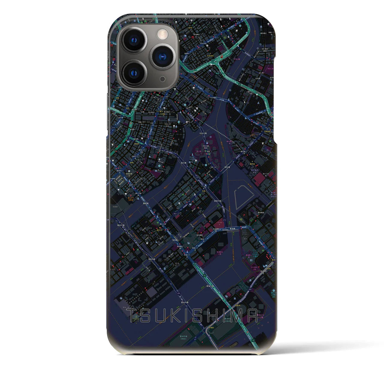 【月島(東京都)】地図柄iPhoneケース(バックカバータイプ)