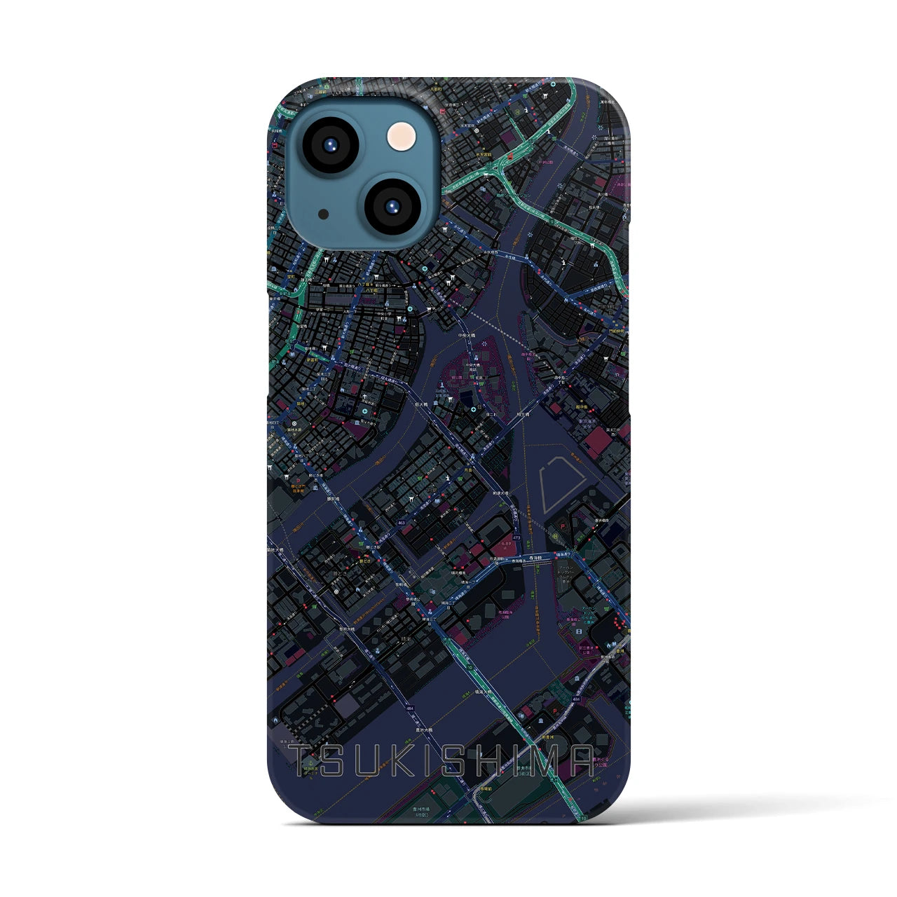 【月島(東京都)】地図柄iPhoneケース(バックカバータイプ)
