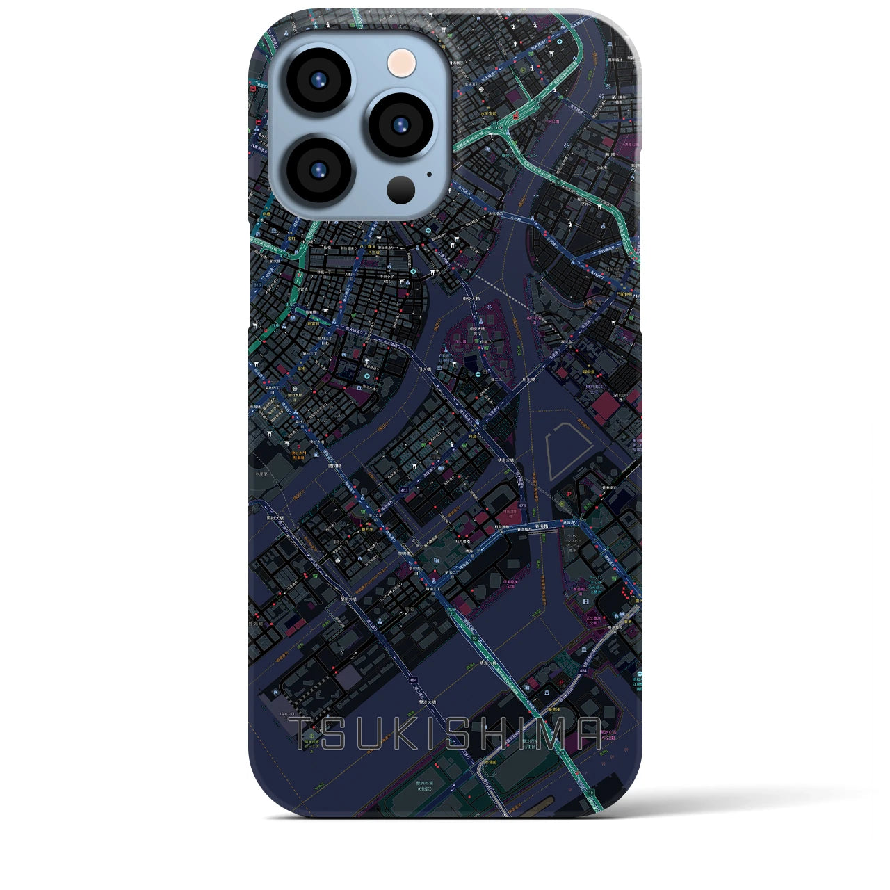 【月島(東京都)】地図柄iPhoneケース(バックカバータイプ)