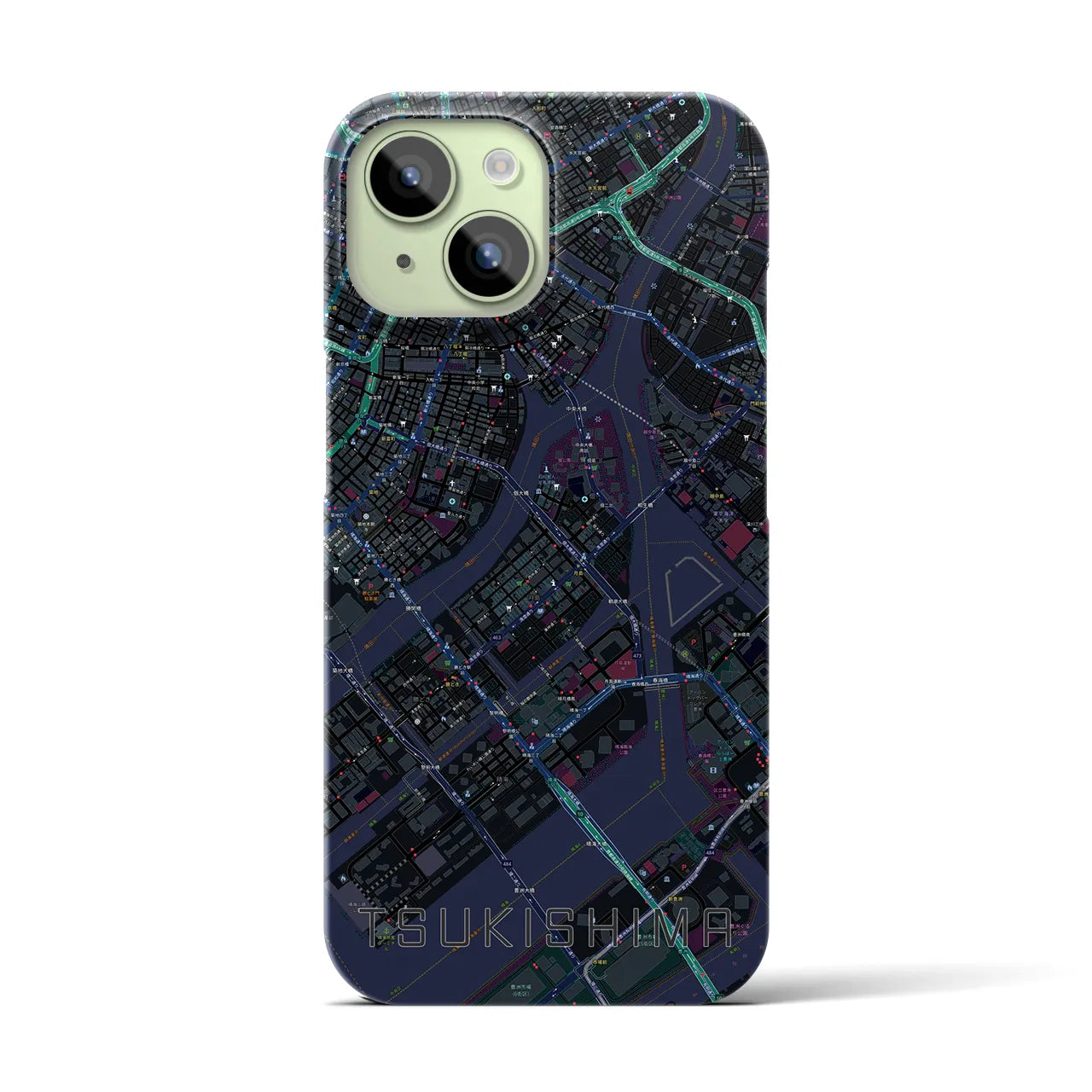 【月島(東京都)】地図柄iPhoneケース(バックカバータイプ)