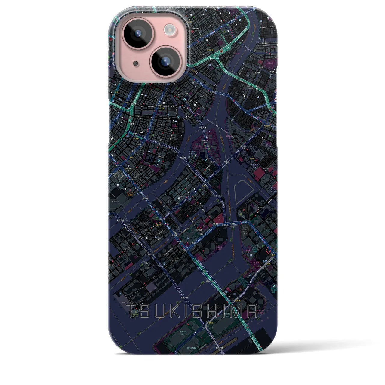 【月島(東京都)】地図柄iPhoneケース(バックカバータイプ)