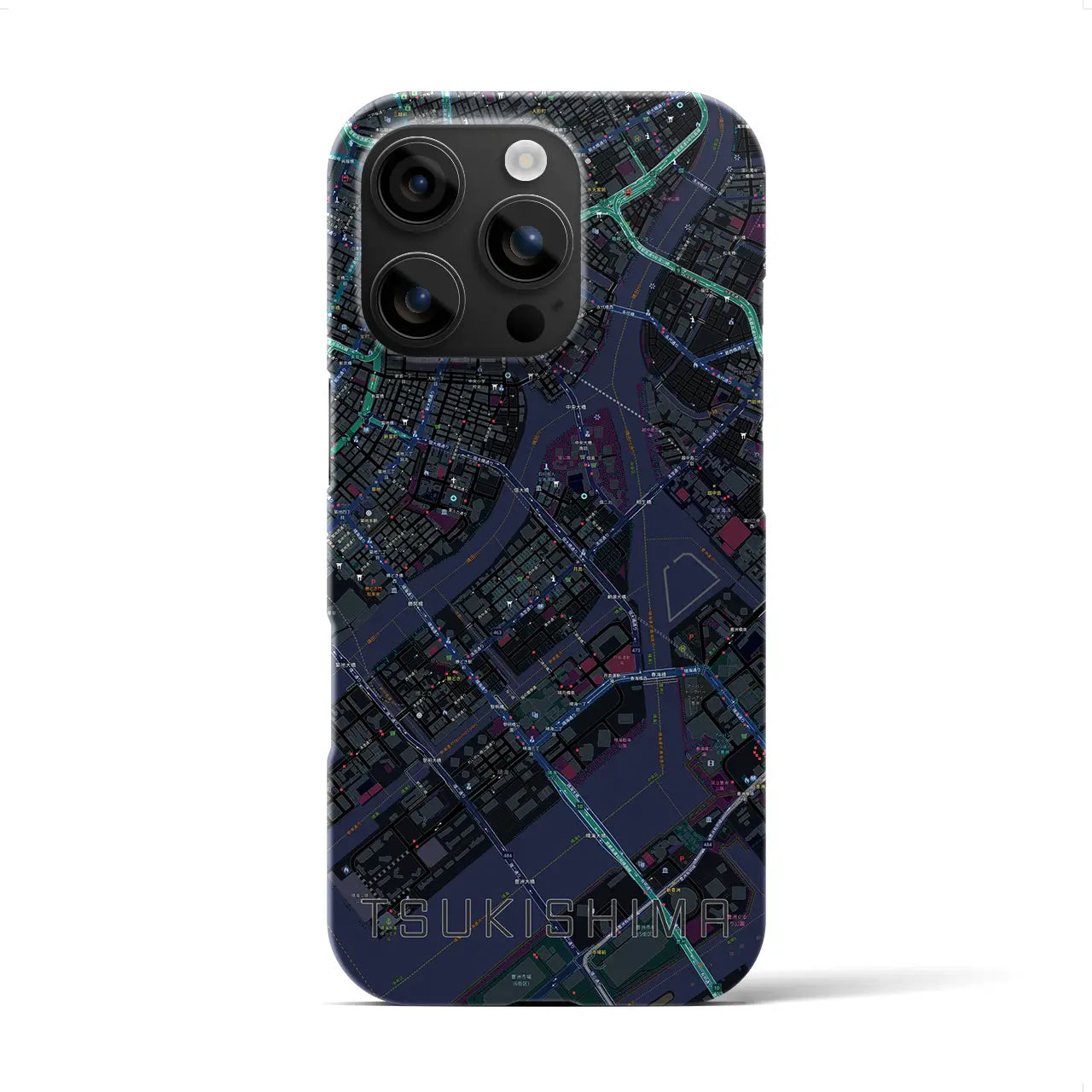 【月島(東京都)】地図柄iPhoneケース(バックカバータイプ)