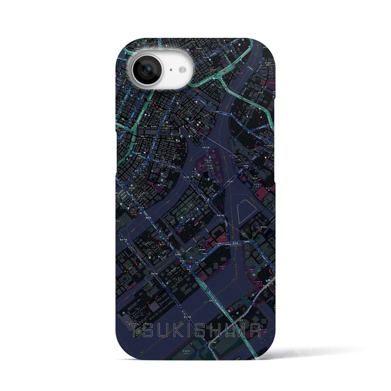 【月島(東京都)】地図柄iPhoneケース(バックカバータイプ)