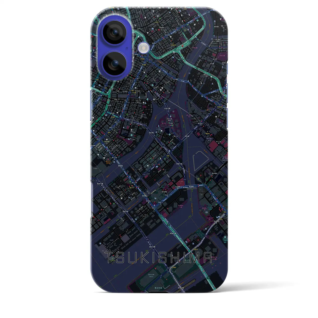 【月島(東京都)】地図柄iPhoneケース(バックカバータイプ)