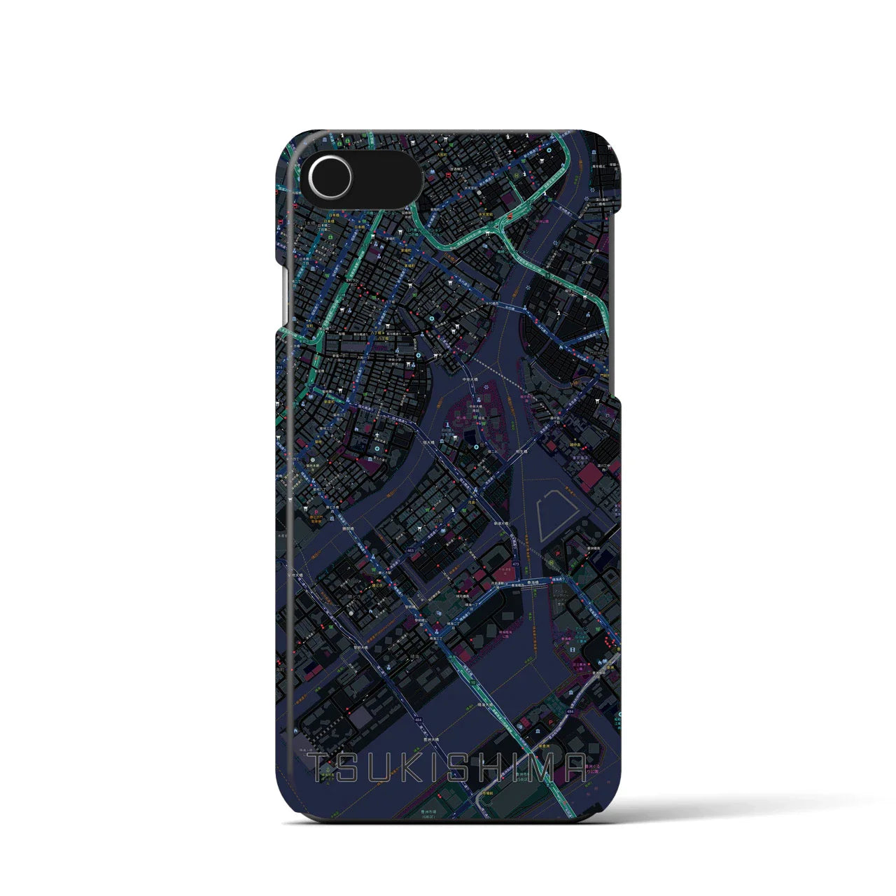 【月島(東京都)】地図柄iPhoneケース(バックカバータイプ)