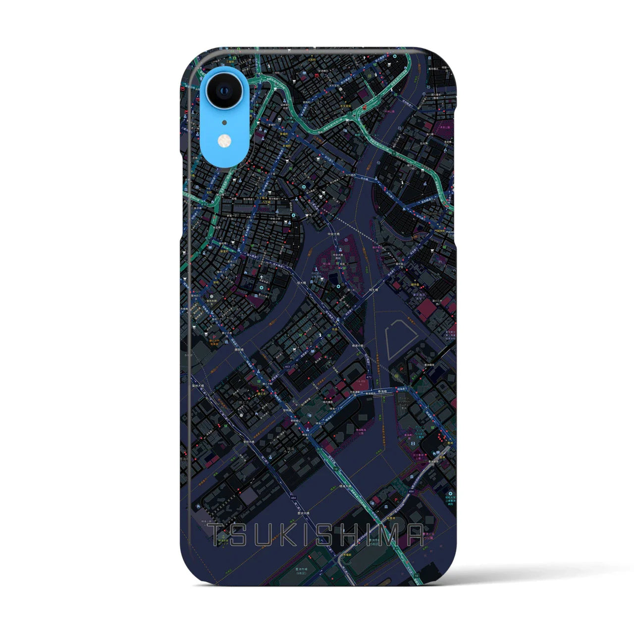 【月島(東京都)】地図柄iPhoneケース(バックカバータイプ)
