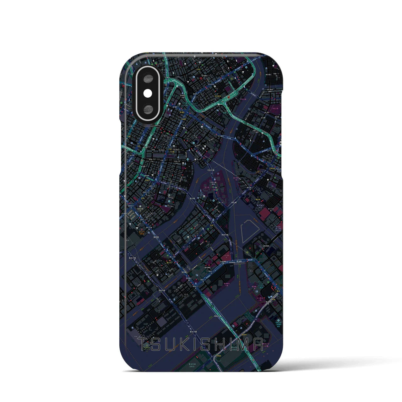 【月島(東京都)】地図柄iPhoneケース(バックカバータイプ)