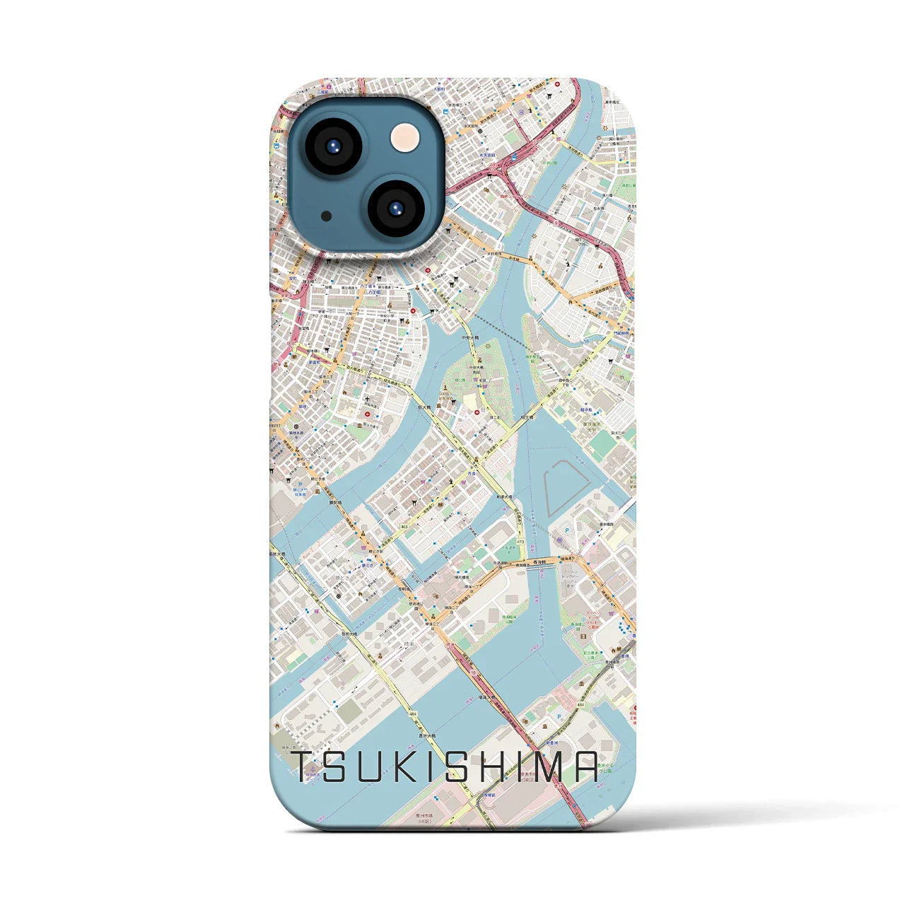 【月島(東京都)】地図柄iPhoneケース(バックカバータイプ)