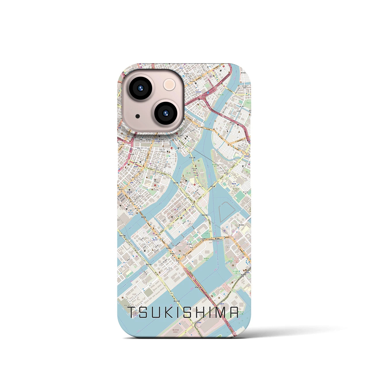 【月島(東京都)】地図柄iPhoneケース(バックカバータイプ)