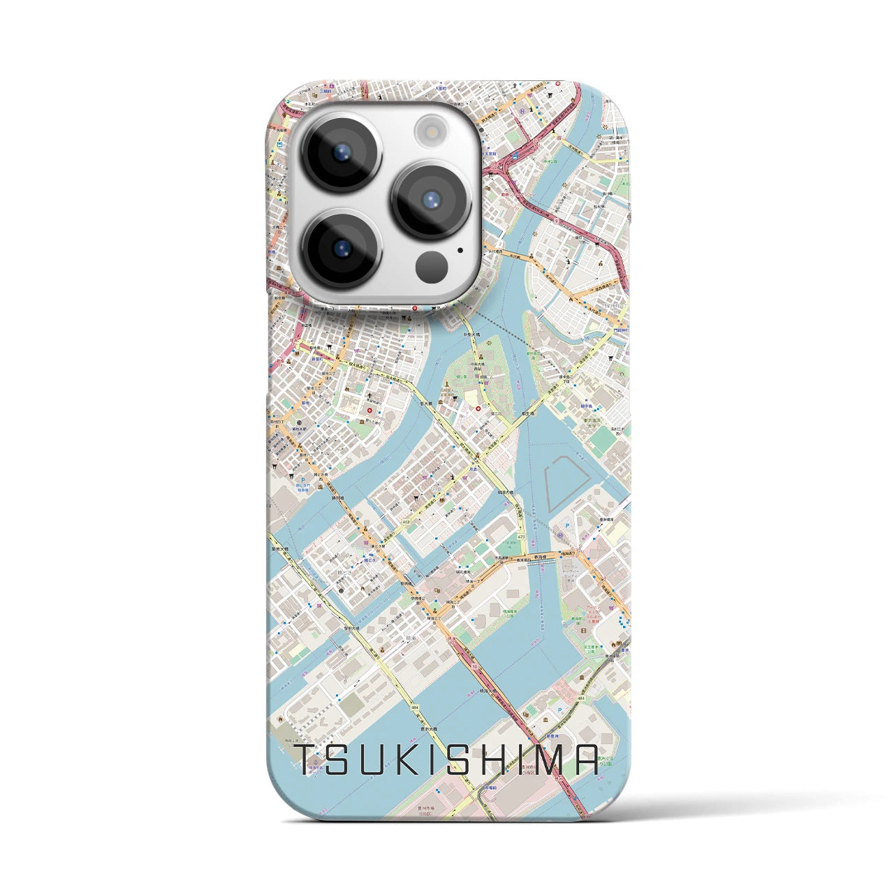 【月島(東京都)】地図柄iPhoneケース(バックカバータイプ)