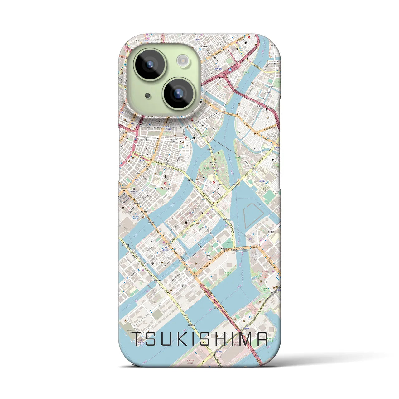 【月島(東京都)】地図柄iPhoneケース(バックカバータイプ)