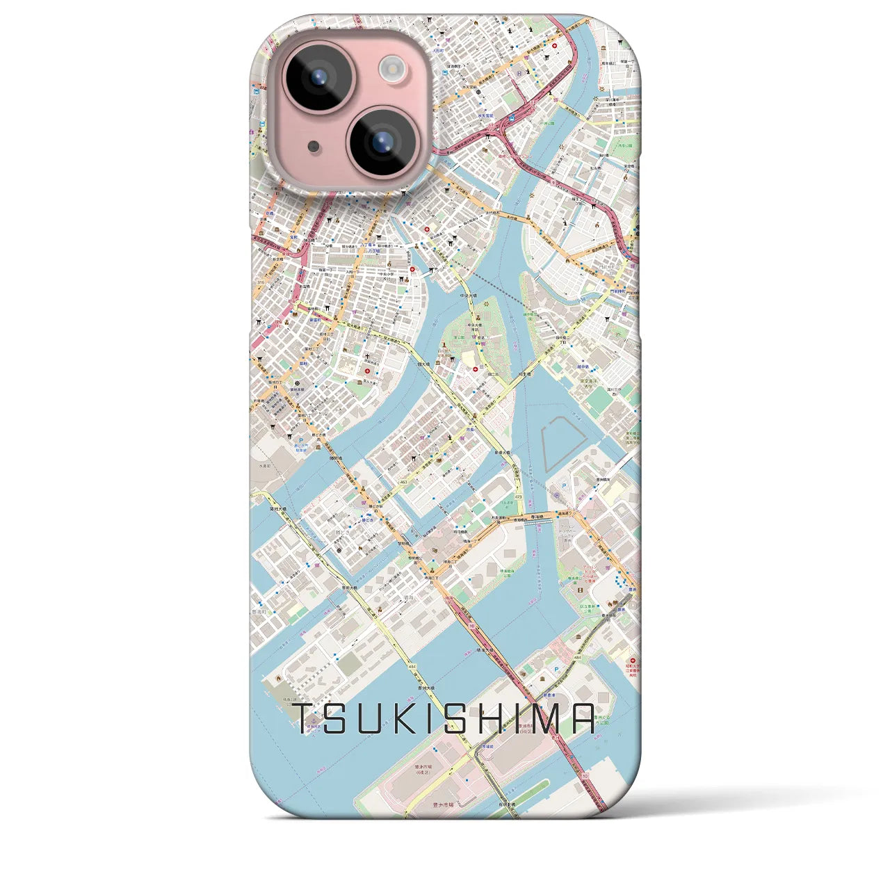 【月島(東京都)】地図柄iPhoneケース(バックカバータイプ)