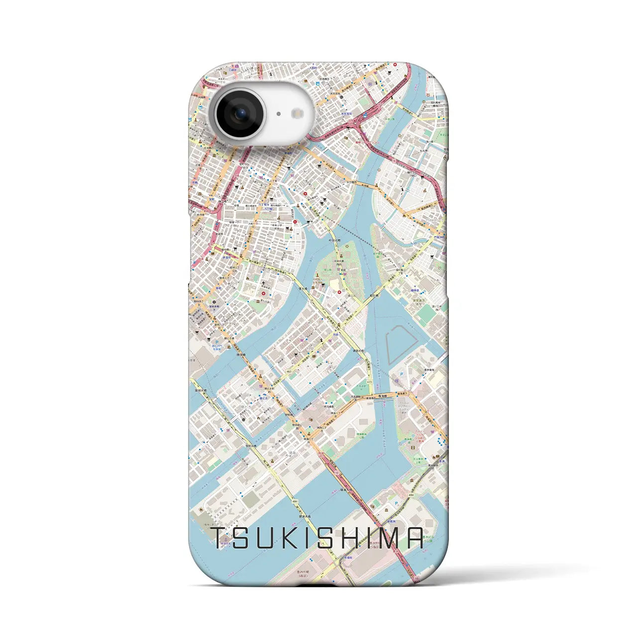 【月島(東京都)】地図柄iPhoneケース(バックカバータイプ)