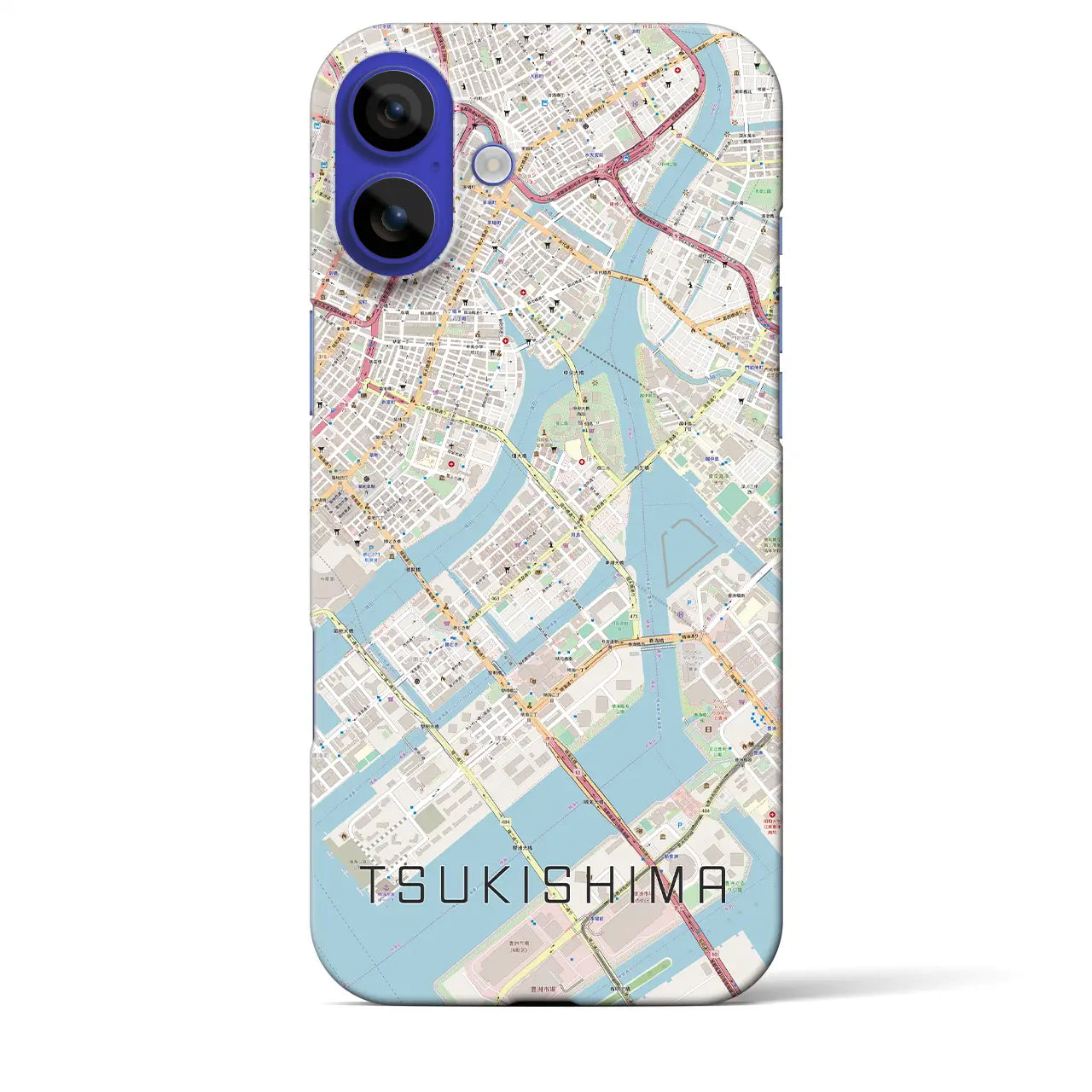 【月島(東京都)】地図柄iPhoneケース(バックカバータイプ)