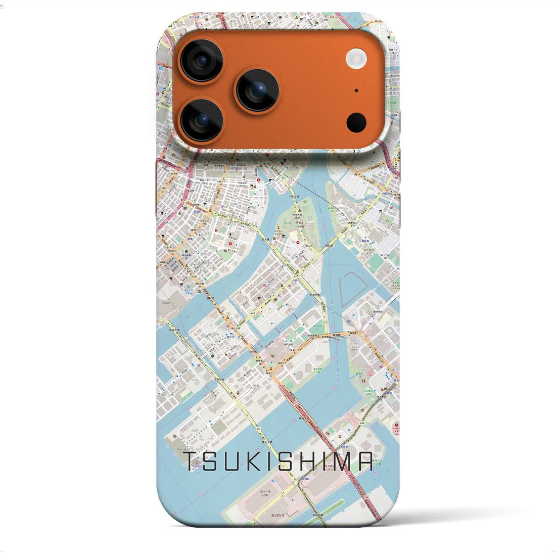 【月島(東京都)】地図柄iPhoneケース(バックカバータイプ)ブラック・iPhone 17 Pro Max 用