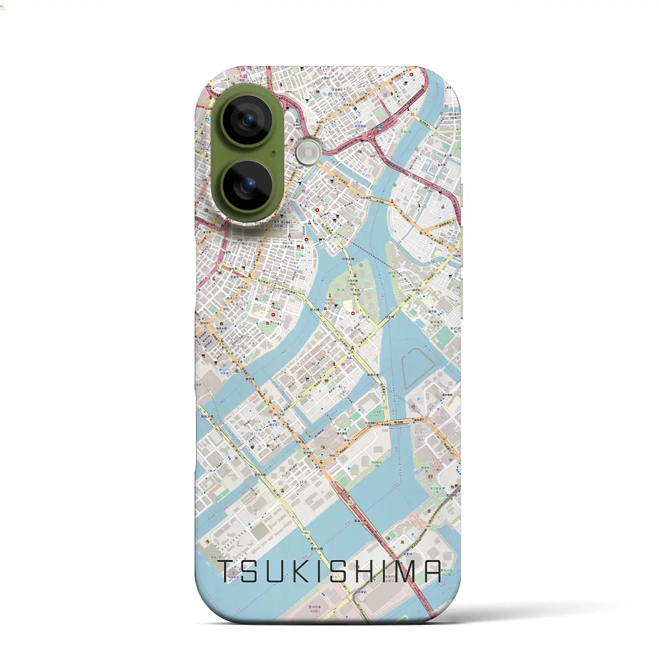 【月島(東京都)】地図柄iPhoneケース(バックカバータイプ)