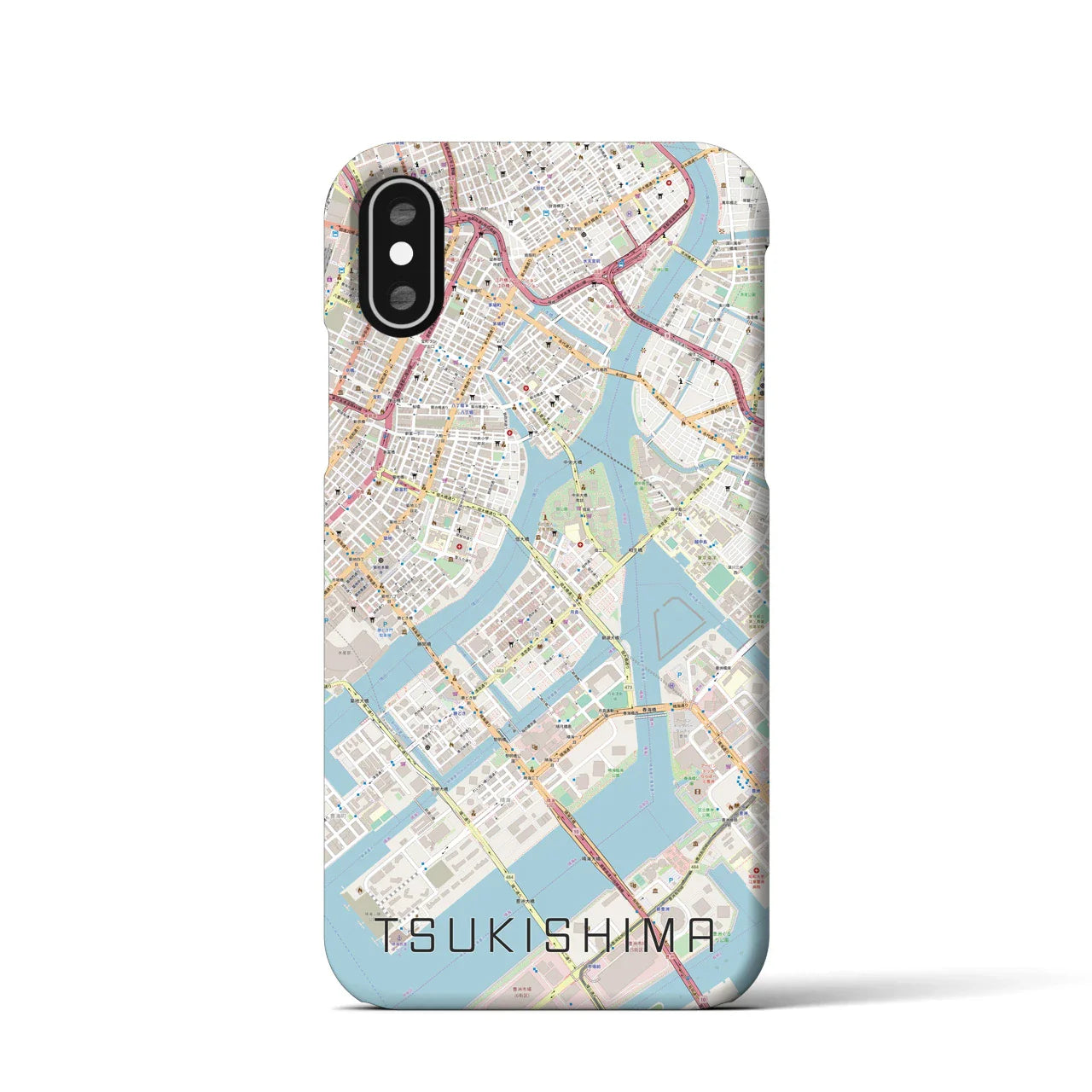 【月島(東京都)】地図柄iPhoneケース(バックカバータイプ)