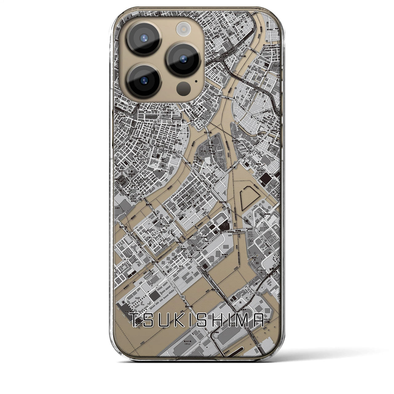 【月島(東京都)】地図柄iPhoneケース(クリアタイプ)