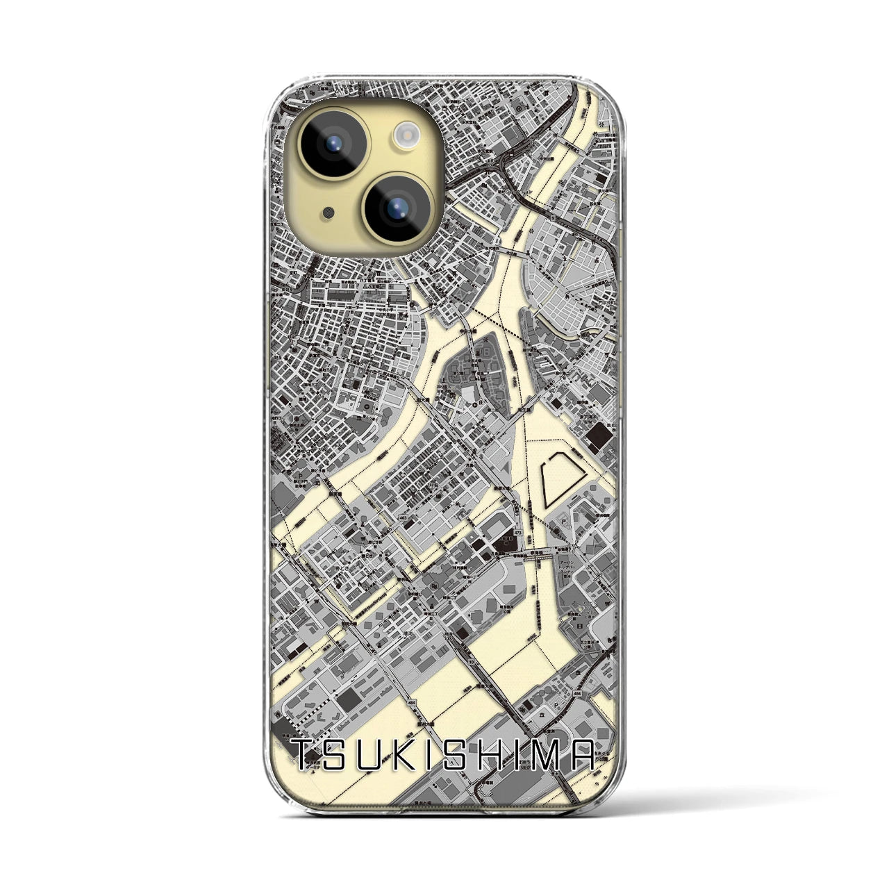 【月島(東京都)】地図柄iPhoneケース(クリアタイプ)