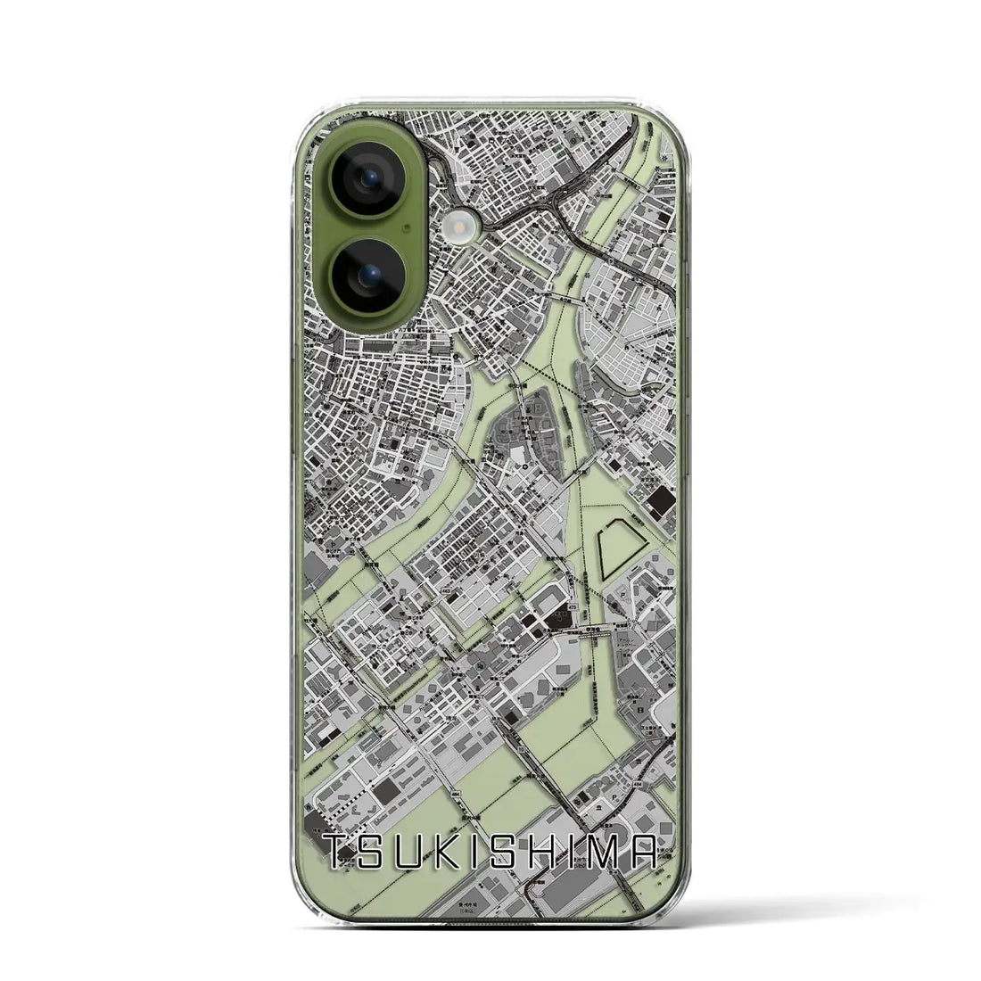 【月島(東京都)】地図柄iPhoneケース(クリアタイプ)モノトーン・iPhone 17 Pro Max 用