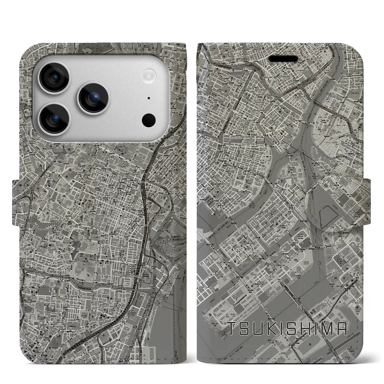 【月島(東京都)】地図柄iPhoneケース(手帳タイプ)