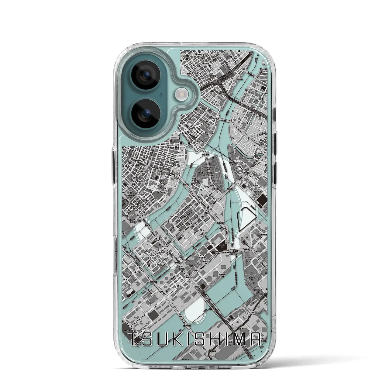 【月島(東京都)】地図柄iPhoneケース(MagSafeタイプ)モノトーン・iPhone 16 Pro 用