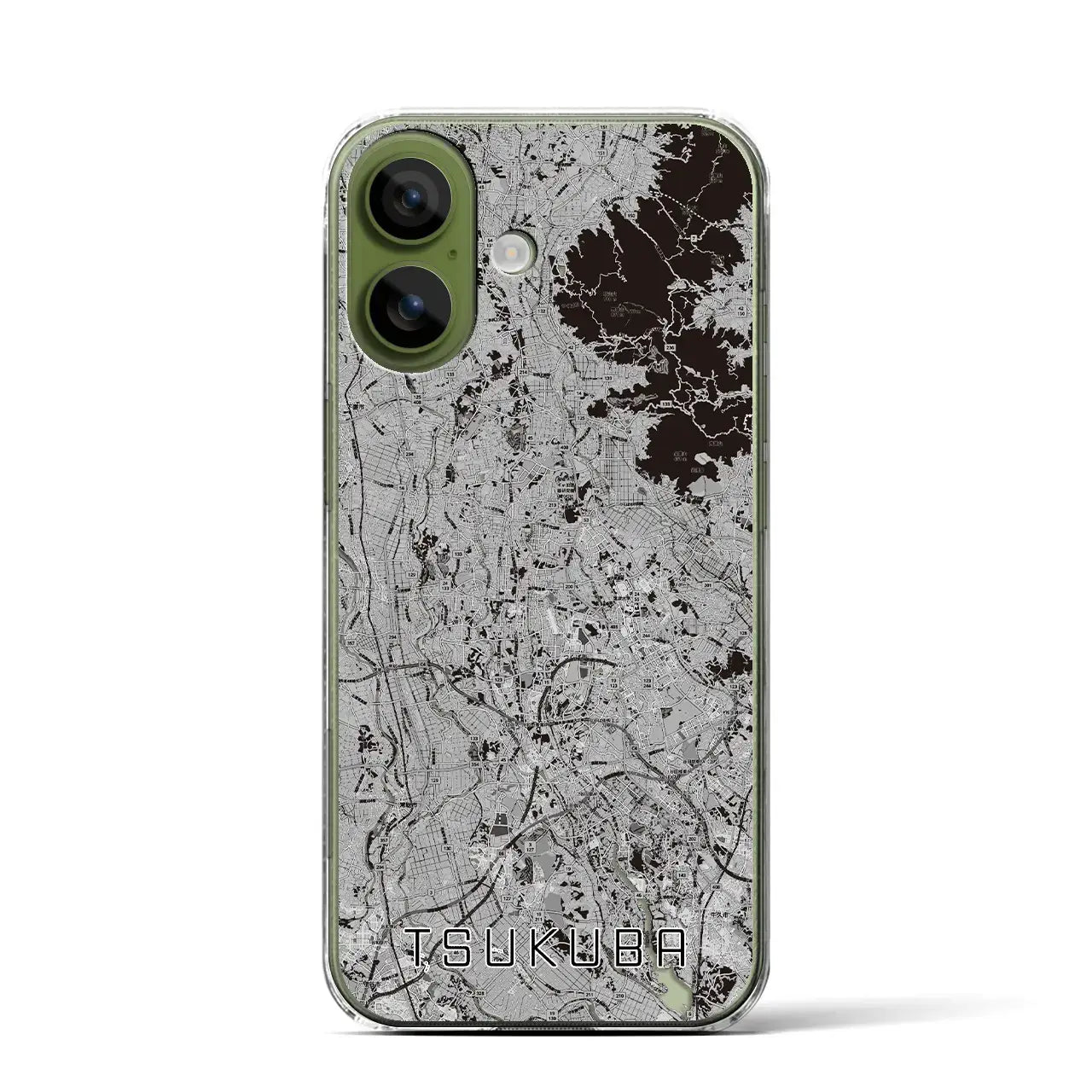 【つくば2(茨城県)】地図柄iPhoneケース(クリアタイプ)モノトーン・iPhone 17 Pro Max 用