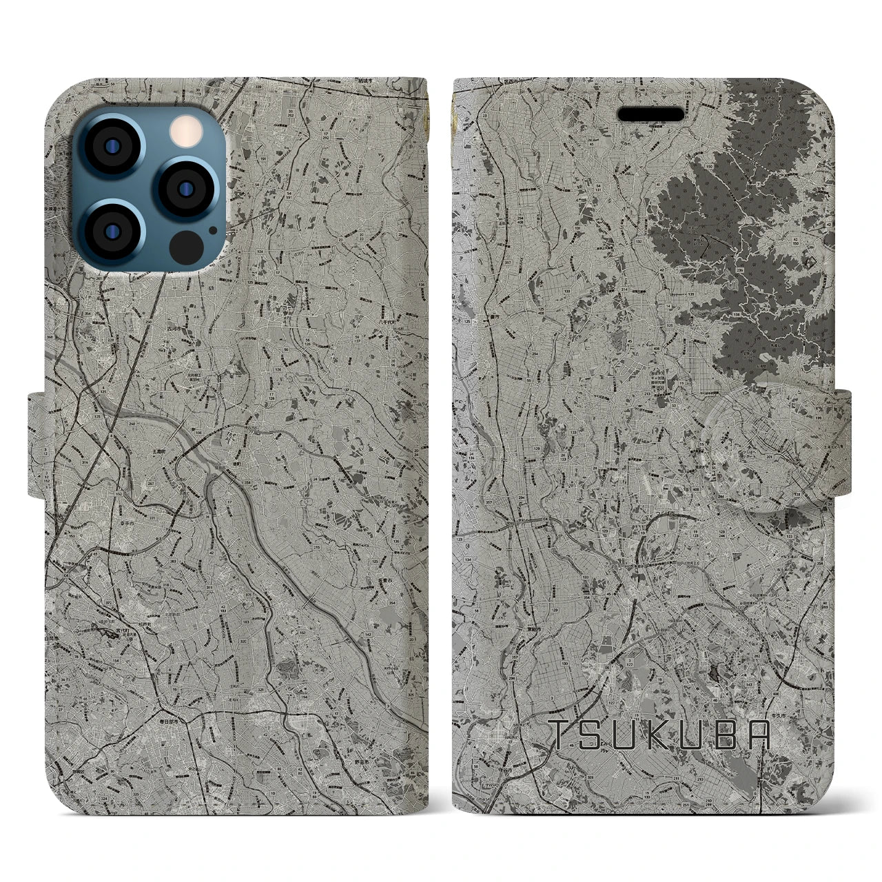 【つくば2(茨城県)】地図柄iPhoneケース(手帳タイプ)