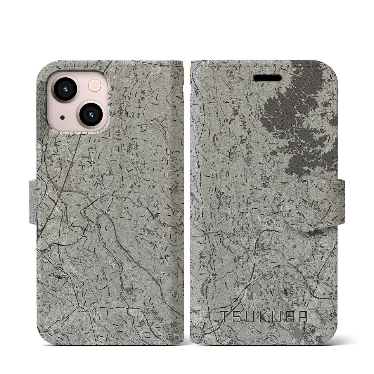 【つくば2(茨城県)】地図柄iPhoneケース(手帳タイプ)