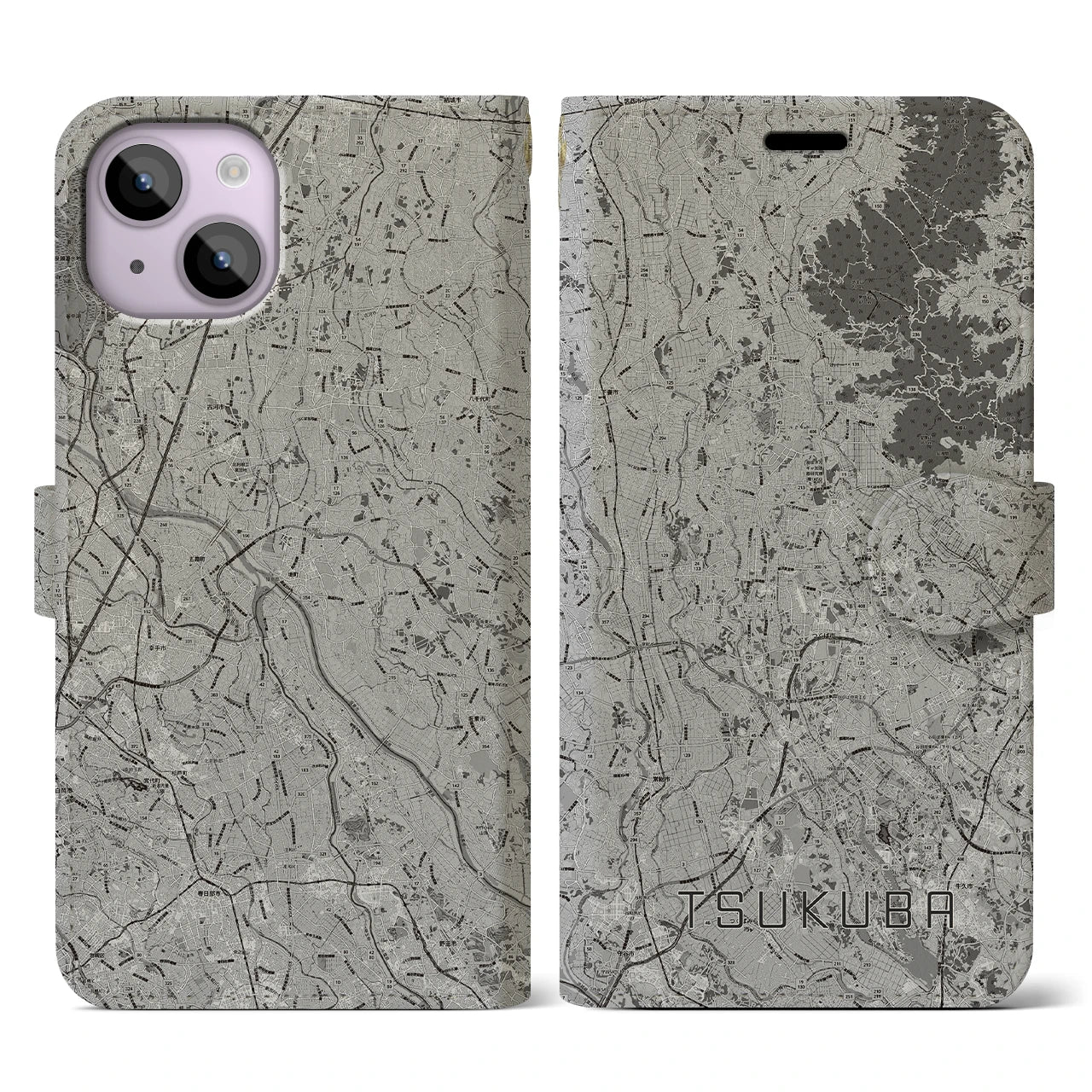 【つくば2(茨城県)】地図柄iPhoneケース(手帳タイプ)