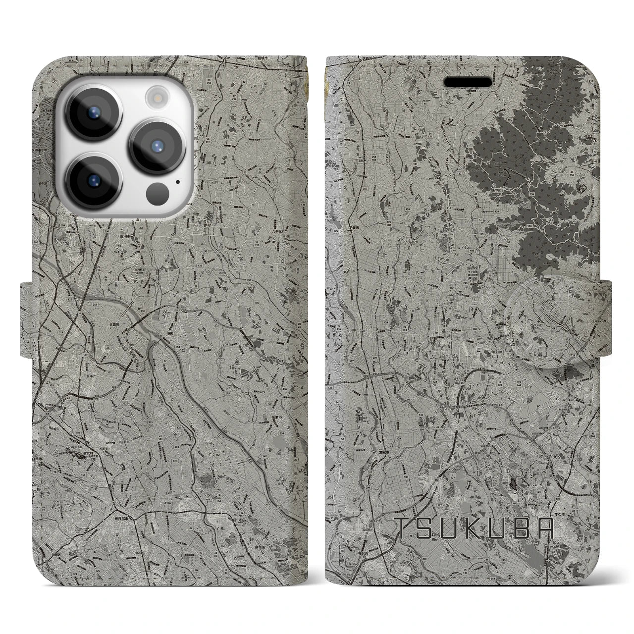 【つくば2(茨城県)】地図柄iPhoneケース(手帳タイプ)